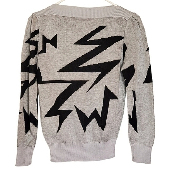 7106 * Unbranded Abstract Sweater Black Gray Size Unknown Vintage 80s - Picture 2 of 5